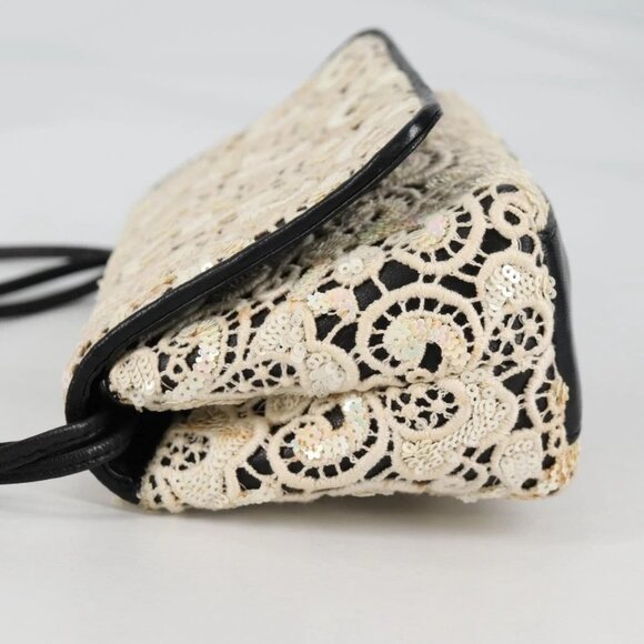 CHANEL Sequin Shoulder Bag Leather White Gold CC Auth 140995 - Picture 6 of 16